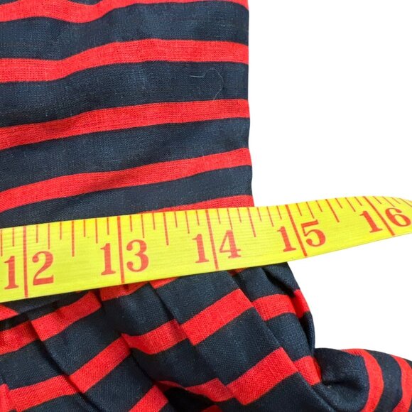 J. Crew Linen Preppy Size 6 Navy & Red Striped Lined Dress With Spaghetti Straps - Picture 5 of 9